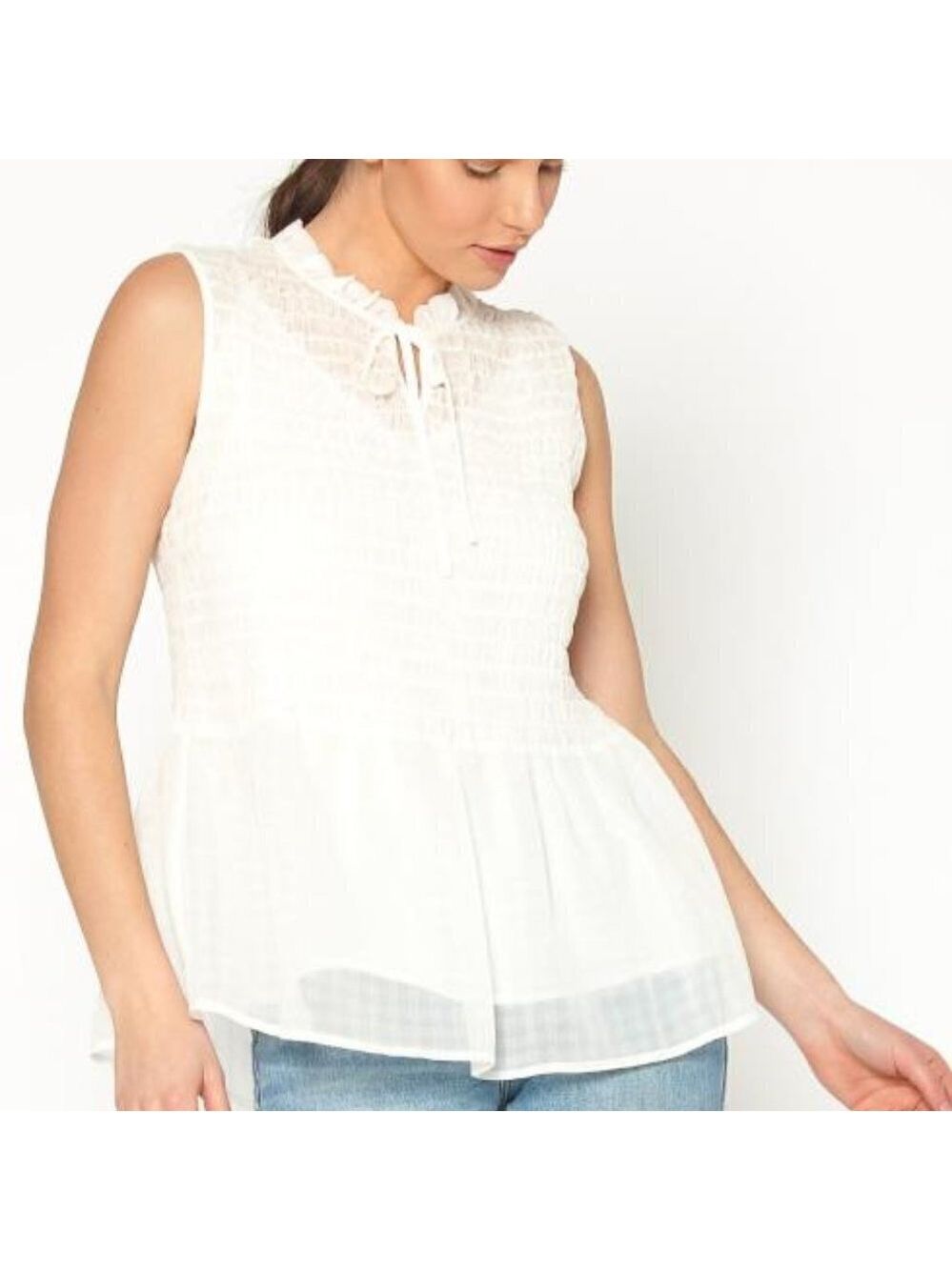 PLEIONE BNWT Smocked Sleeveless Baby Doll Blouse S